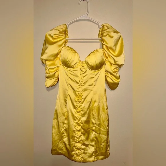 Oh Polly | Dresses | Oh Polly Fall For Love Puff Shoulder Satin Mini Dress  | Poshmark